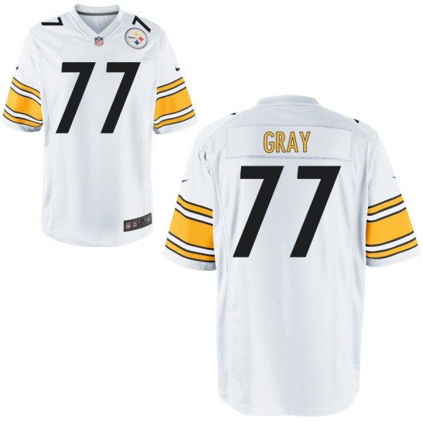 Nike Men's Pittsburgh Steelers Game White Jersey GRAY#77